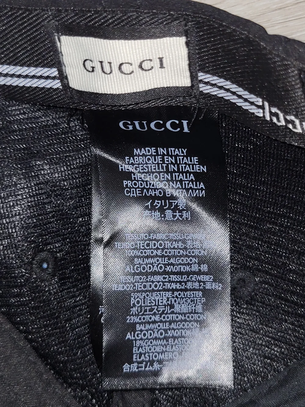 🌀Gucci Monogram Leather Black Baseball Cap